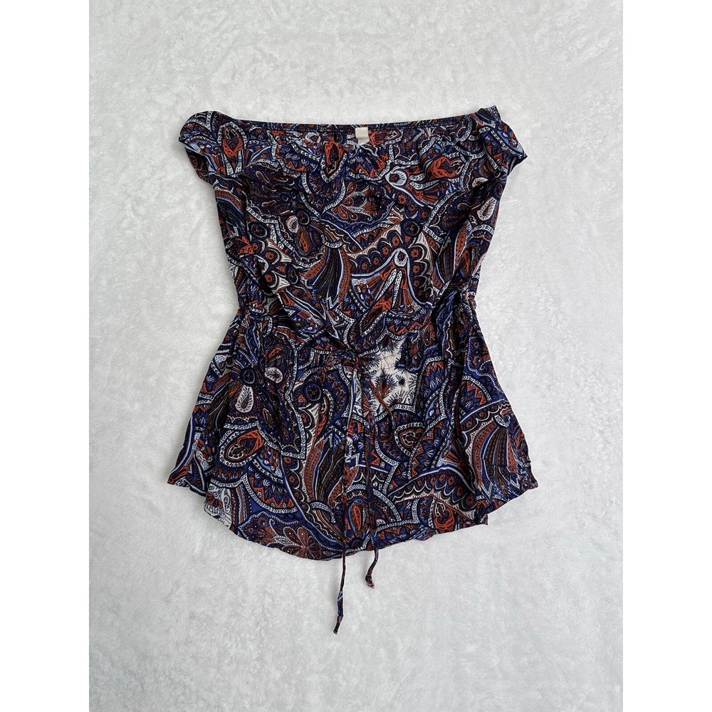 Wyatt Womens top blouse size S Multicolor strapless tie waist purple orange blue